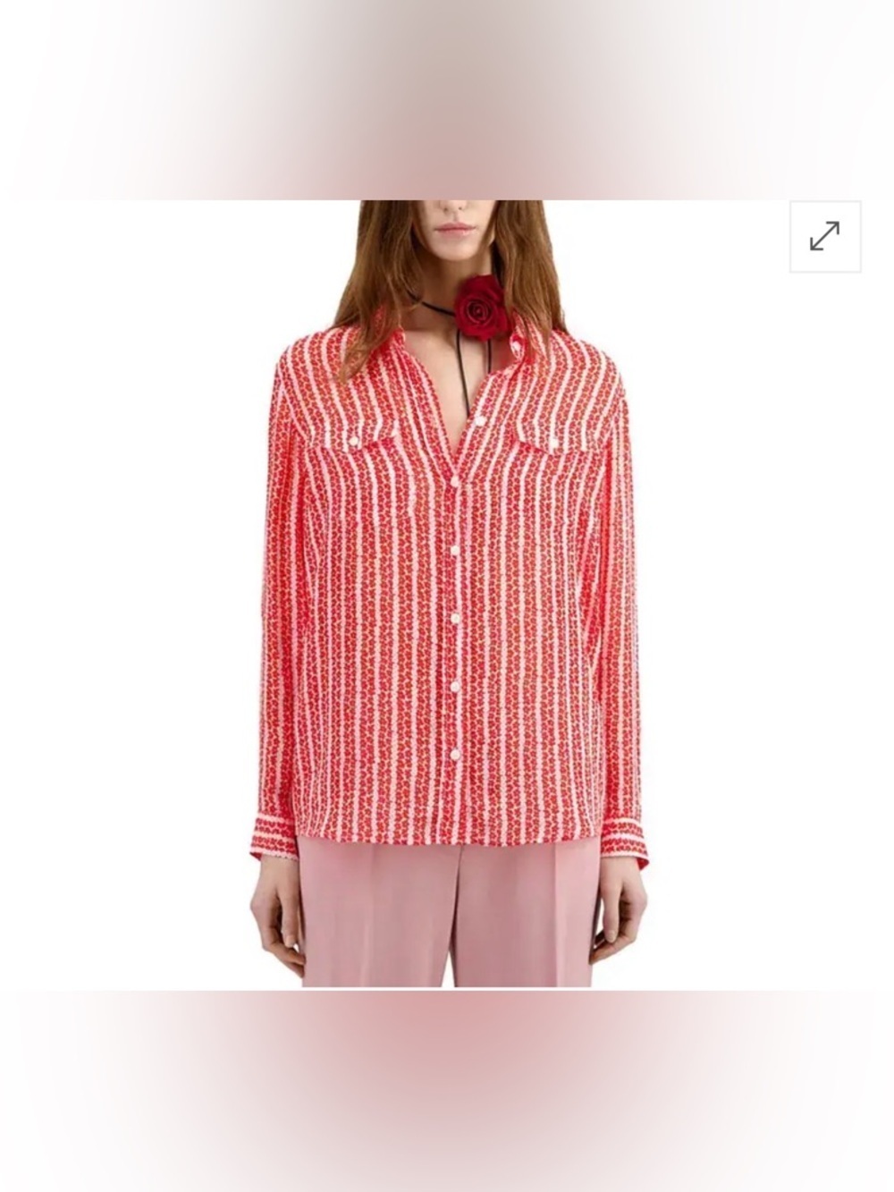 The Kooples Red & White Vertical Stripe Button-Down Blouse